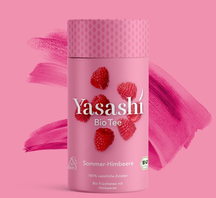 Yasashí Teedose in rosa - Bio Früchtetee mit Sommer Himbeeren