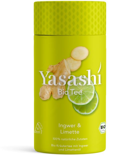 Yasashí Teedose - Bio Kräutertee mit Ingwer & Limette -  100 % natürliche Zutaten