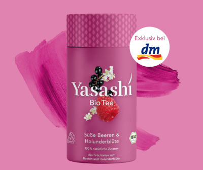 Yasashí Teedose Süße Beeren & Holunderblüte - Bio Früchtetee mit Beeren und Holunderblüte. Exklusiv erhältlich bei dm