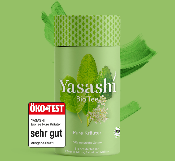 Yasashí Teedose Pure Kräuter in grün - Bio Kräutertee  mit Kümmel, Minze, Salbei und Melisse